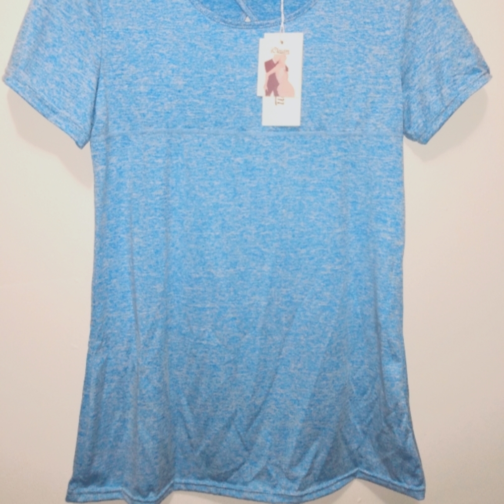 2/$10 Women's size S short sleeves shirt w/criss cross keyhole in back